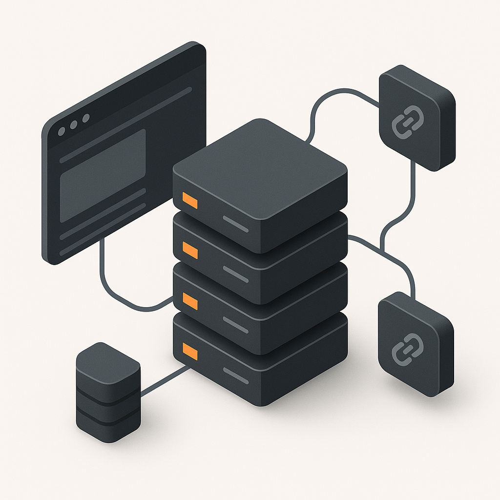 Isometric illustration of AWS server rack with EC2 instances and load balancer